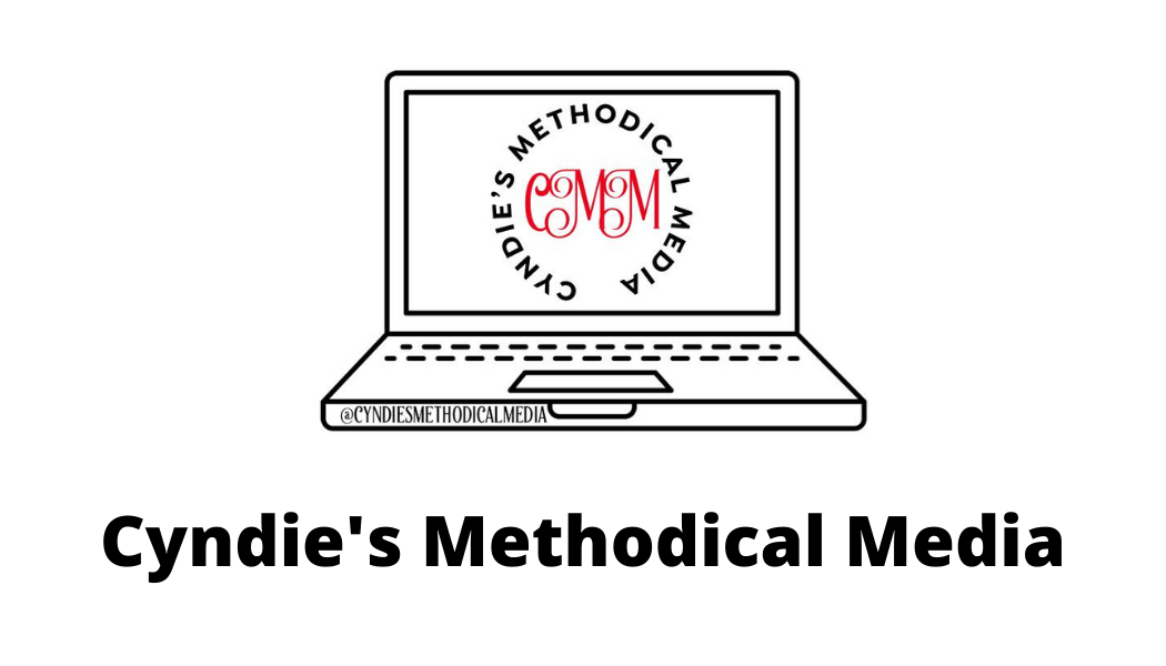 Logo of a laptop with red & white letter - Cyndie's Methodical Media